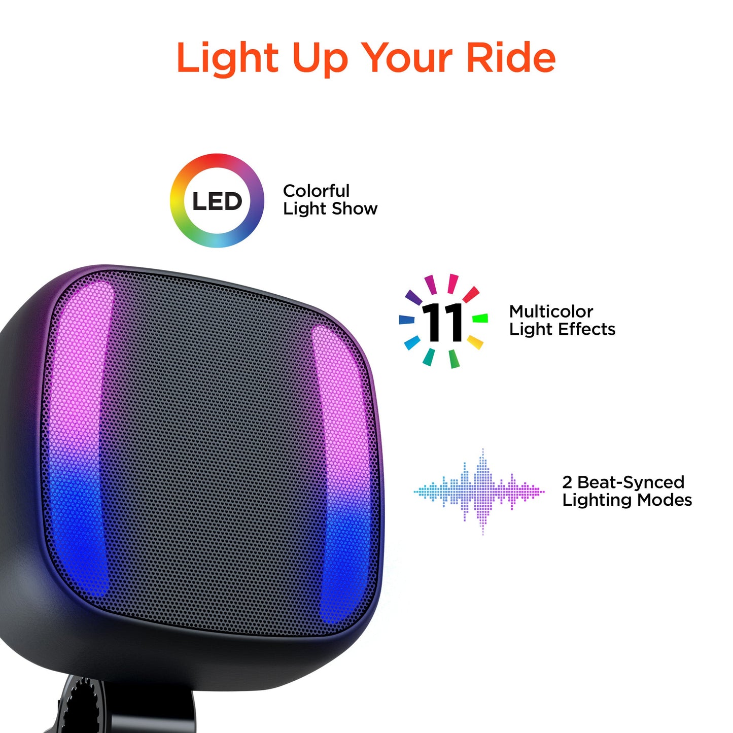 Enceinte Bluetooth LED Spin Cycle pour Vélo – Étanche IPX4 | HyperGear