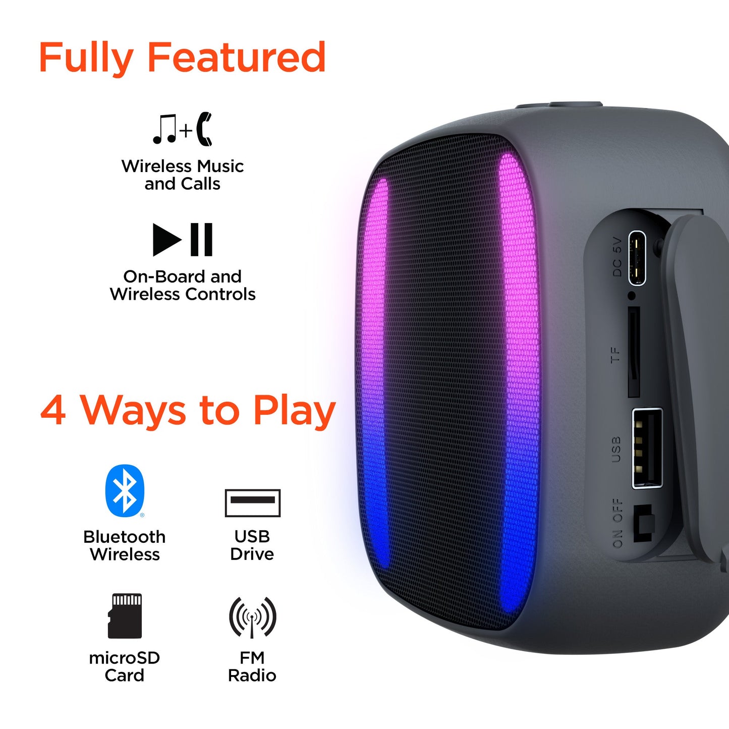 Enceinte Bluetooth LED Spin Cycle pour Vélo – Étanche IPX4 | HyperGear