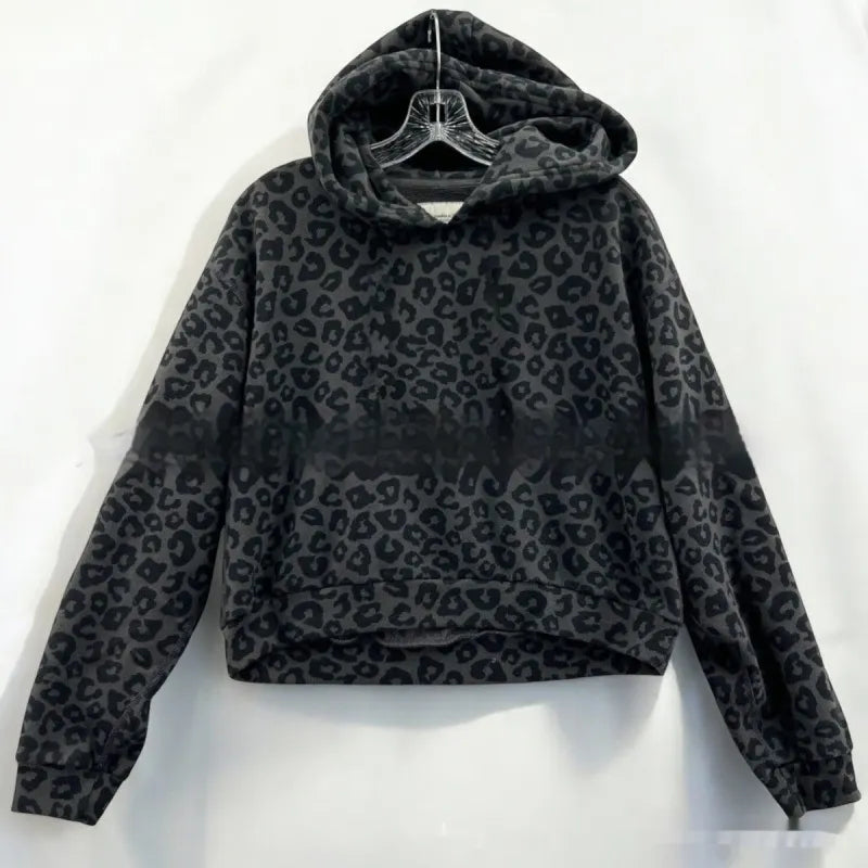 Sweat à capuche imprimé léopard