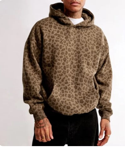 Sweat à capuche imprimé léopard