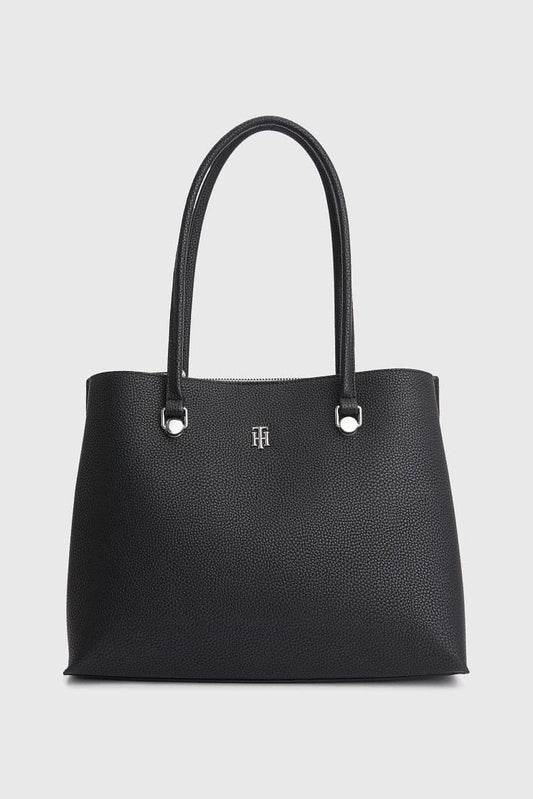 Tommy Hilfiger Tote Bag Noir Monogramme TH Argenté