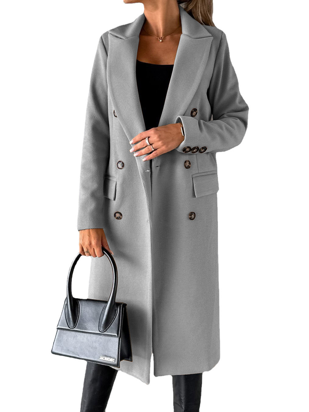 Manteau long à double boutonnage