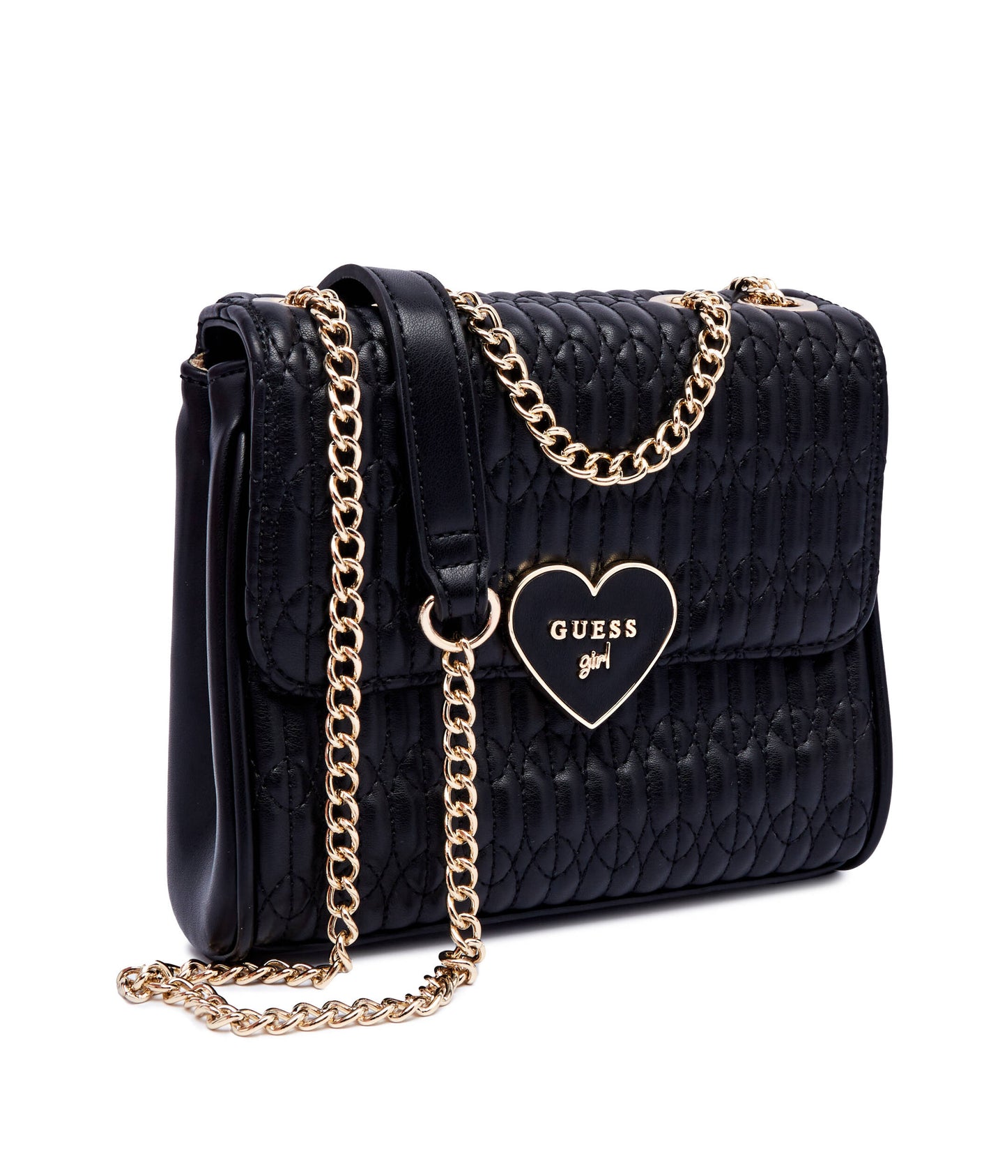 Guess Girl – Sac Matelassé Noir Chaîne Dorée