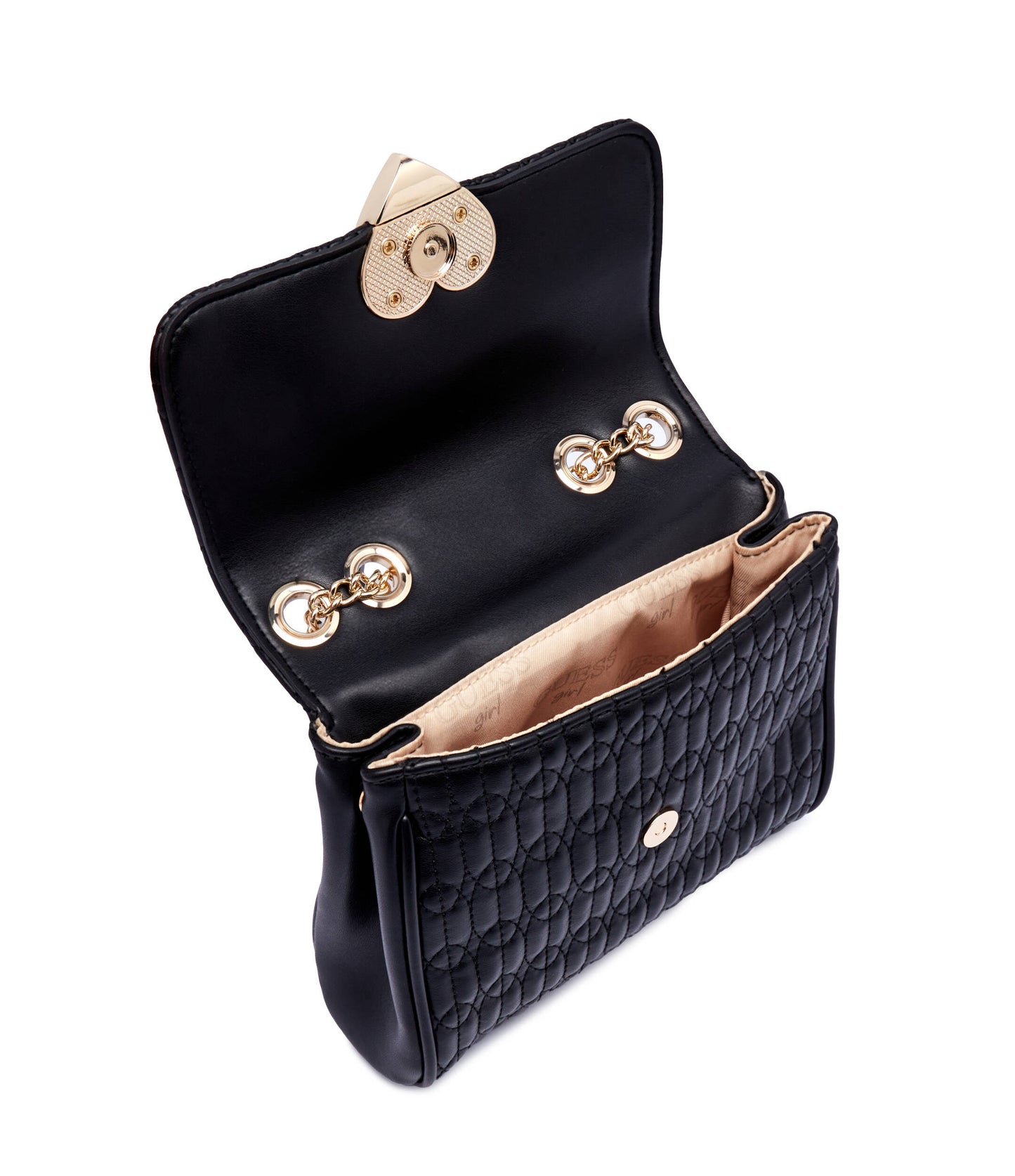 Guess Girl – Sac Matelassé Noir Chaîne Dorée
