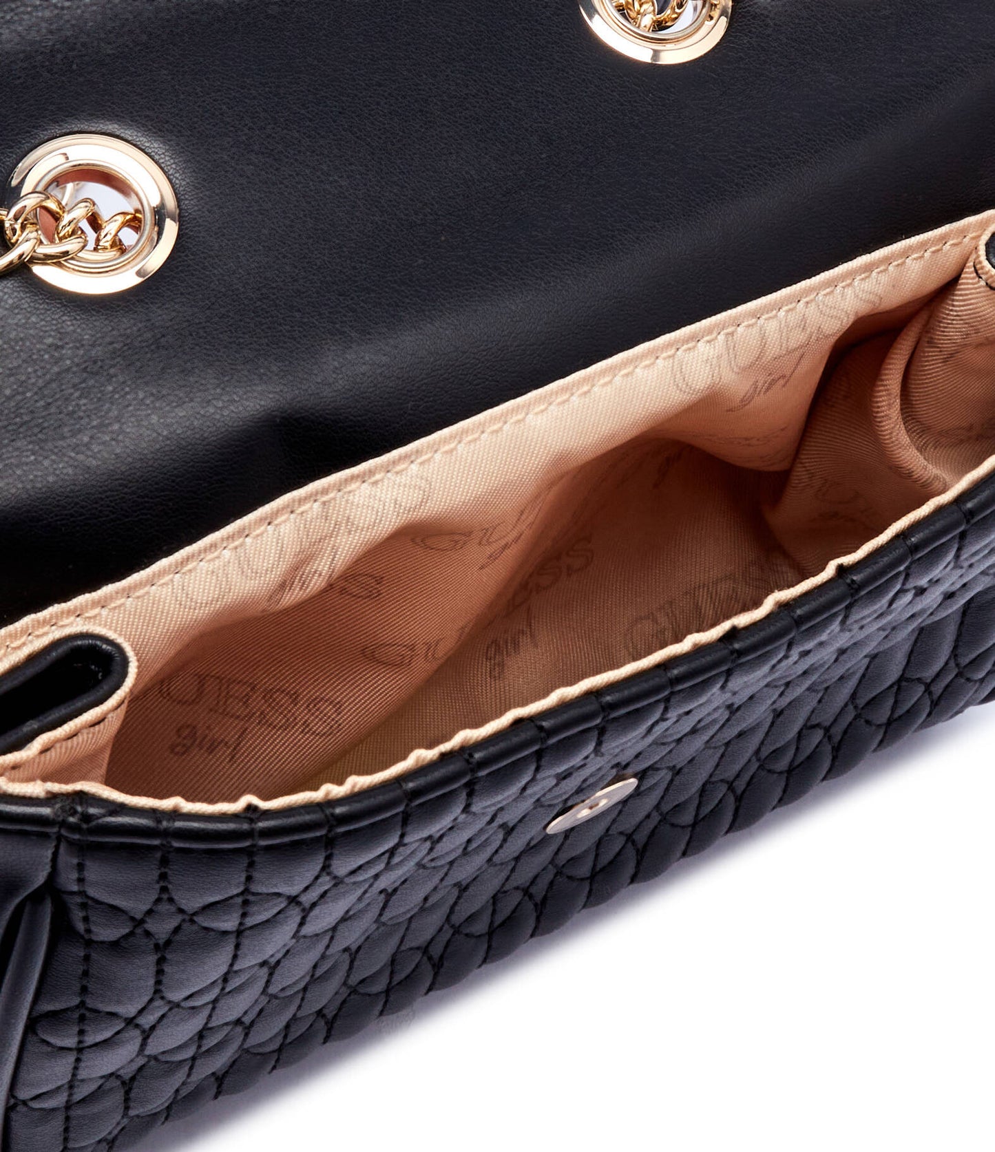 Guess Girl – Sac Matelassé Noir Chaîne Dorée