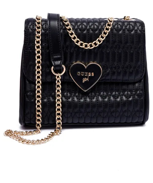 Guess Girl Sac Matelassé Noir Chaîne Dorée
