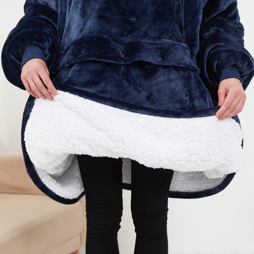 Couverture-sweat à capuche chauffante
