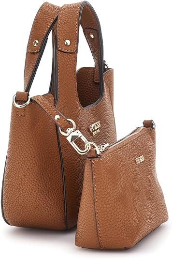 Guess Vikky – Sac Cabas Femme Cognac avec Pochette Amovible