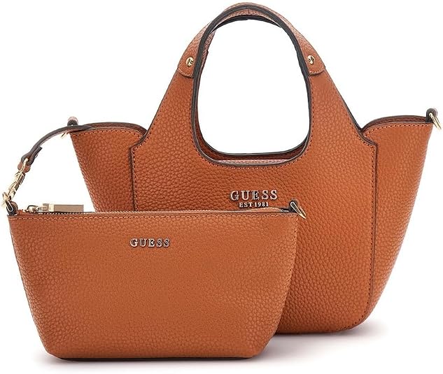 Guess Vikky – Sac Cabas Femme Cognac avec Pochette Amovible