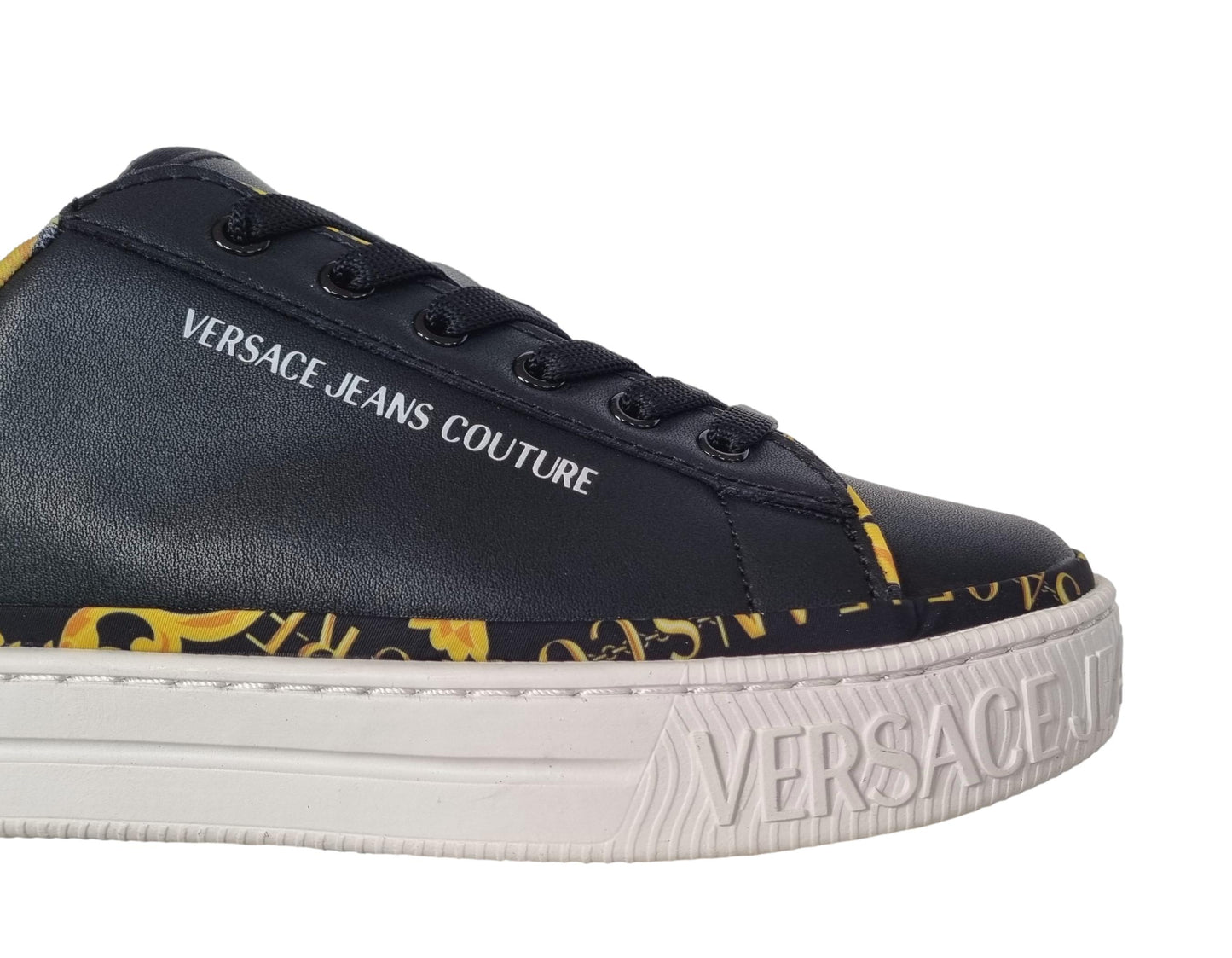 chaussures baskets en cuir pour femme Court 75VA3SK5 noir