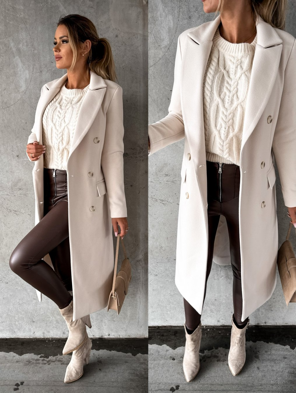 Manteau long à double boutonnage