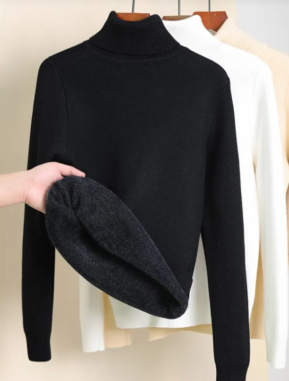 Pull à col roulé doublé de polaire