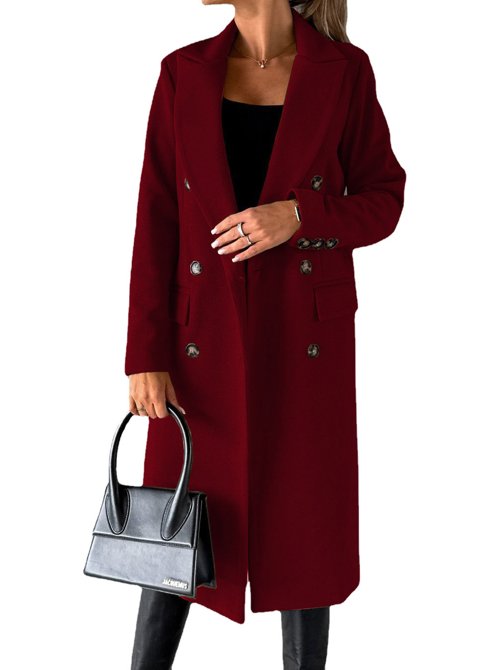 Manteau long à double boutonnage