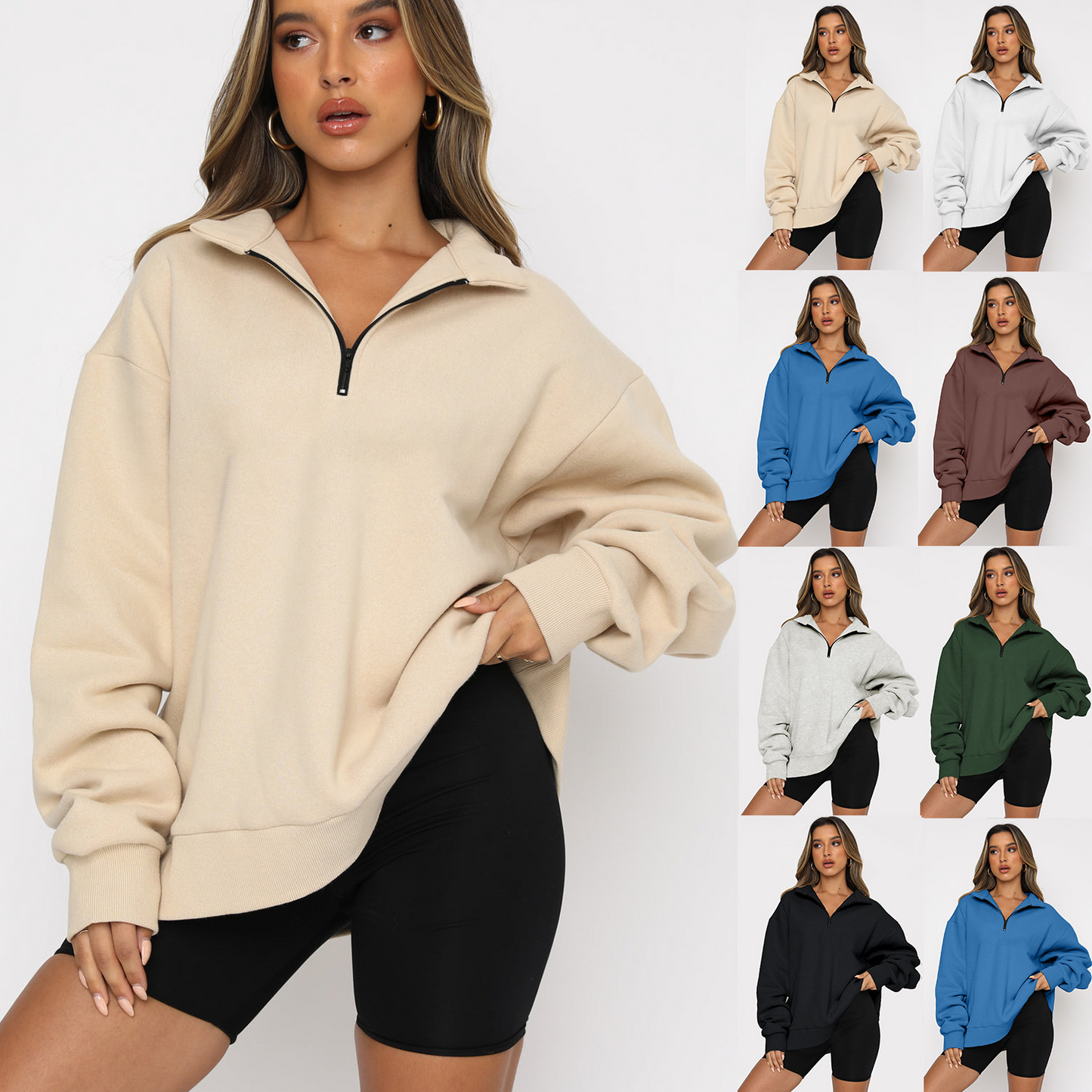 Sweatshirt à demi-zip et manches longues