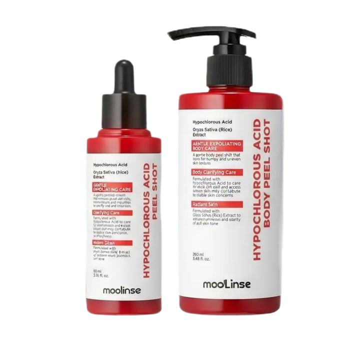 mooLinse Hypochlorous Acid Rice Peel Shot – bénéfices : Gentle Exfoliation, Pore Clarifying, Radiant Skin, Targeted Care
