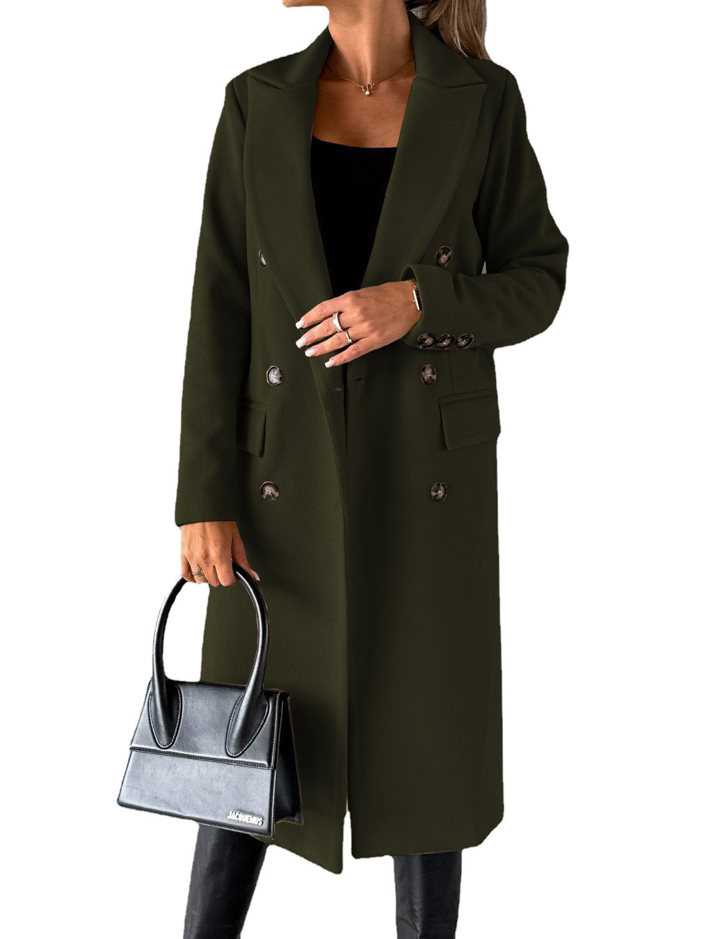 Manteau long à double boutonnage