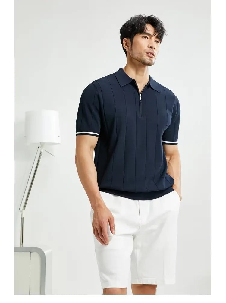 Polo Moderne à Manches Courtes et Col à Zip