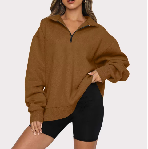 Sweatshirt à demi-zip et manches longues