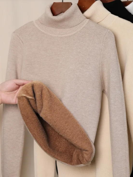 Pull à col roulé doublé de polaire