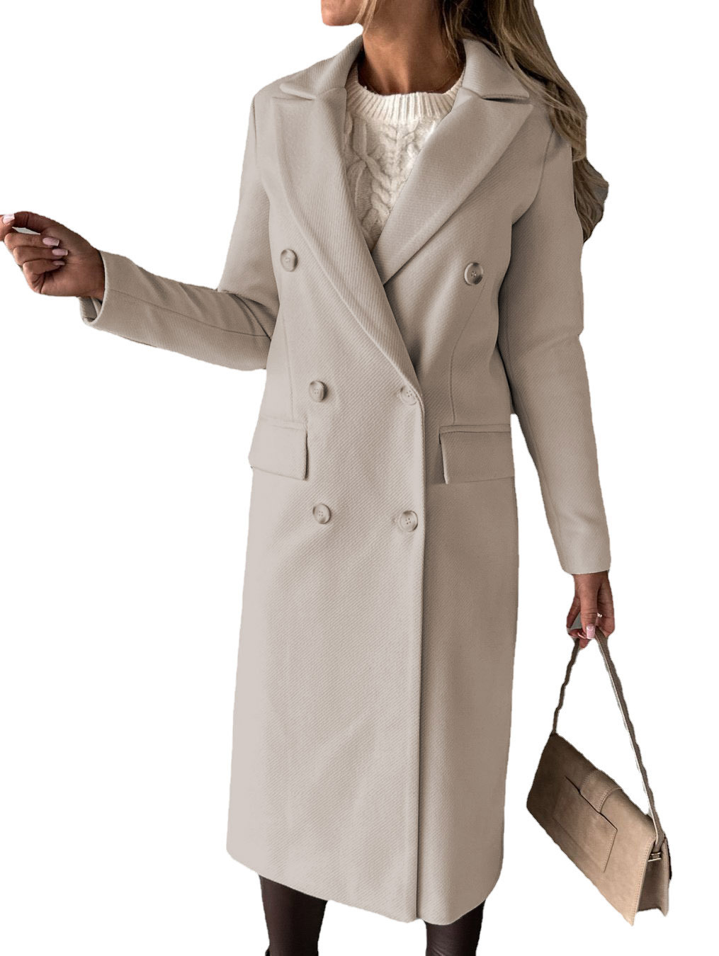 Manteau long à double boutonnage