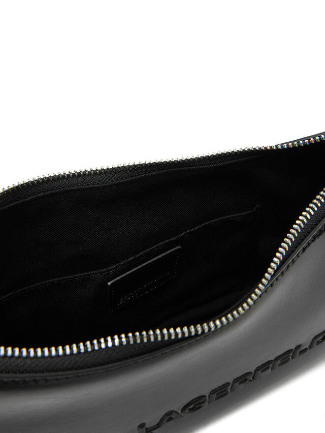 Karl Lagerfeld Jeans – Sac Shoulder Verni Noir Logo Embossé Femme
