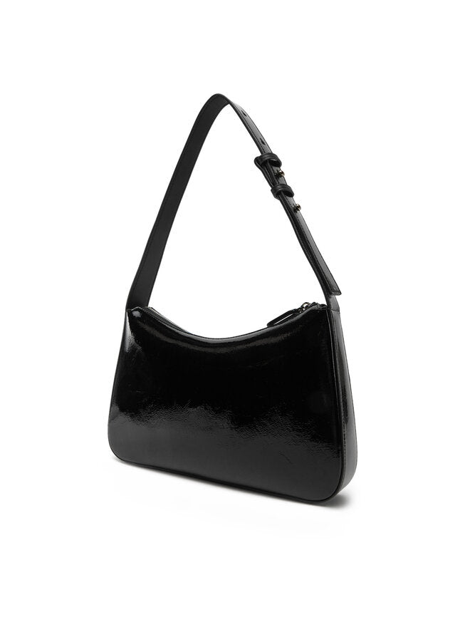 Karl Lagerfeld Jeans – Sac Shoulder Verni Noir Logo Embossé Femme