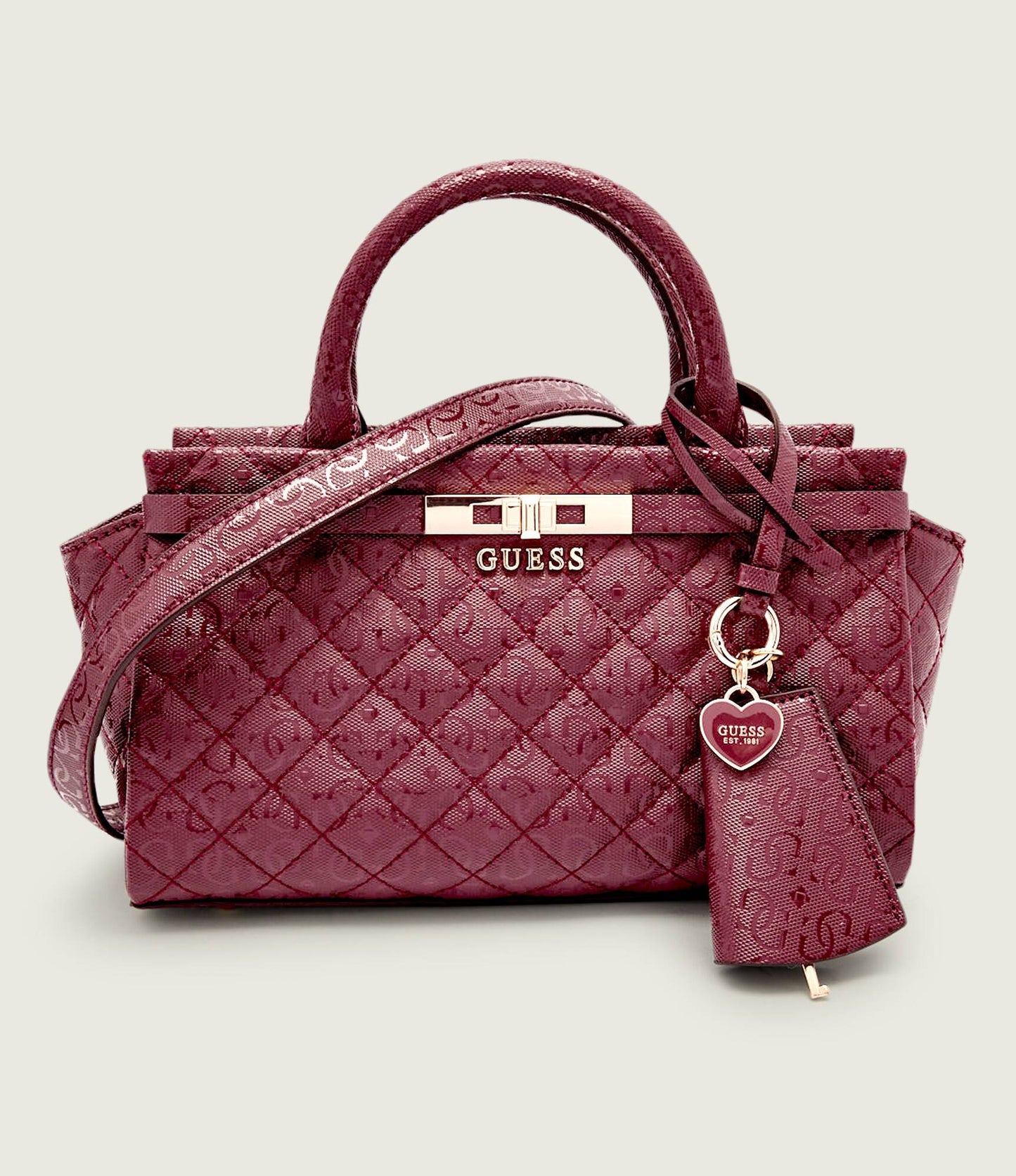 Guess Giully – Sac à Main & Bandoulière Bordeaux Matelassé