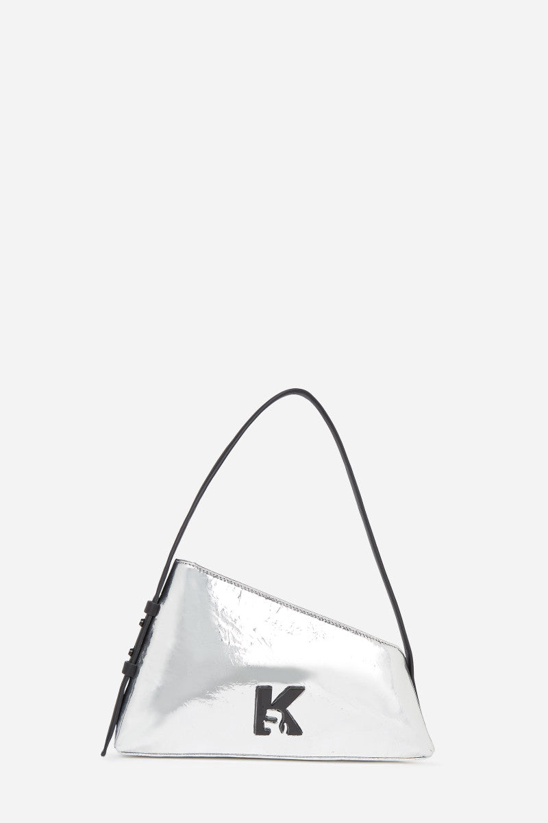 Karl Lagerfeld Jeans – Pochette Triangulaire Argentée Métallисée Femme