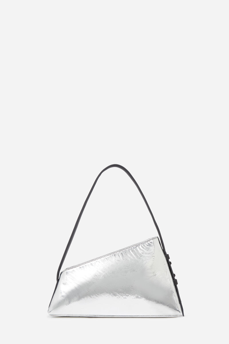 Karl Lagerfeld Jeans – Pochette Triangulaire Argentée Métallисée Femme