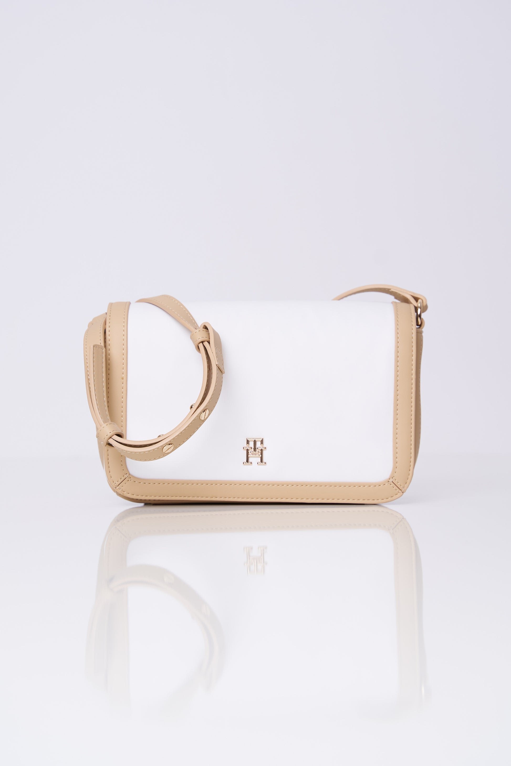 Tommy Hilfiger Crossbody Bag Blanc Beige Monogramme TH